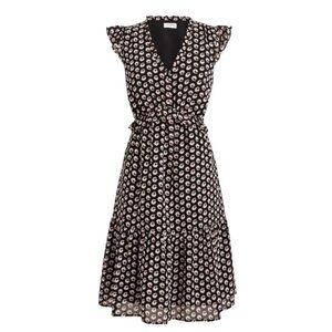 NWT J. Crew Black and White Patterned Midi Dress